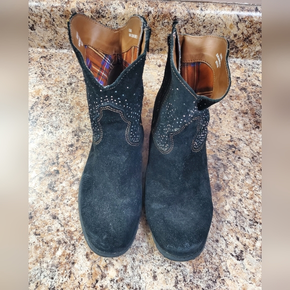 boc Black Suede embellished Sparkle  BOC BOOTS 8.5 Vegan GUC - Picture 2 of 8